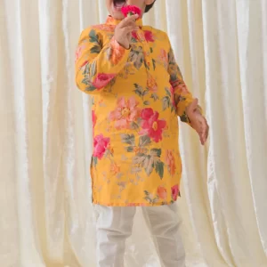 Ganesh Blessing Kurta Pyjama Set - White
