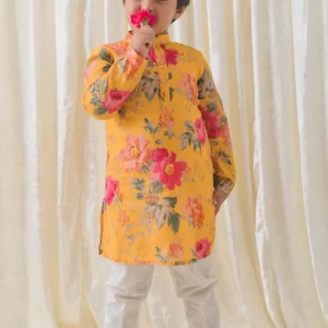 Ganesh Blessing Kurta Pyjama Set – White